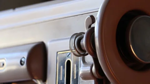 Vintage Sewing Machine Bobbin Wind 02 Stock Footage 153486707