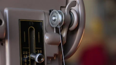 Vintage Sewing Machine Bobbin Wind 01 Video stock 153486739