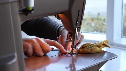 Vintage Sewing Machine Close Up Video stock 153486928