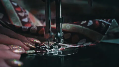 Vintage Sewing Machine Needle in Motion Slow Mo Stock Footage 222795304