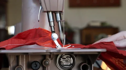 Vintage Sewing Machine Side with Bobbin visible Video stock 153486750