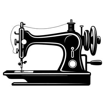 Vintage Sewing Machine Silhouette Vector Illustration Stock Illustration