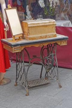 Vintage Sewing Machine Table Stock Photos