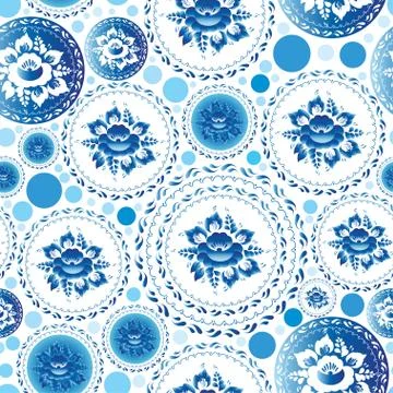 Vintage shabby Chic Seamless pattern with blue flowers and leaves Stockillustratie