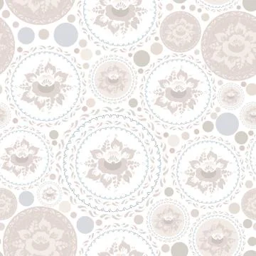 Vintage shabby Chic Seamless pattern with flowers and leaves. Vector Stock Illustration