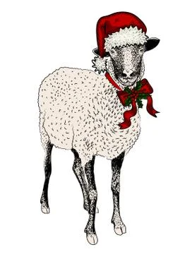 Vintage sheep Illustrazione stock