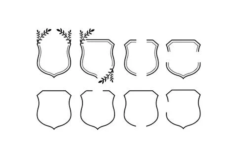 Vintage Shield Frames with Decorative Elements. Vector icon. Stock Illustration