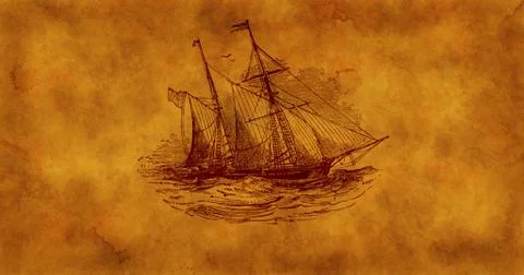Vintage Ship Stock Illustration