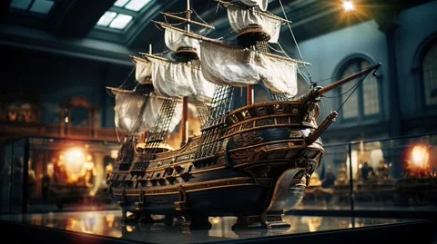 Vintage Ship with Sails Stock Footage 244859773