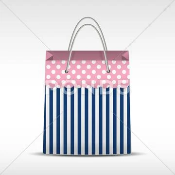Vintage shopping bag in stripes texture Stock Illustration