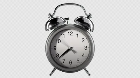 Vintage Silver alarm clock ringing. Clock with Spinning Hands Time lapse. 3D Stock Footage 328956993