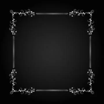 Vintage Silver Frame. Decorative vector frame with place for text Stock Illustration