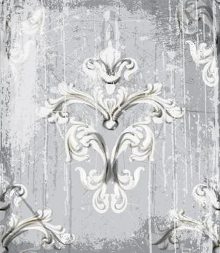 Vintage silver ornament pattern Vector. Baroque rococo texture luxury design. 스톡 일러스트