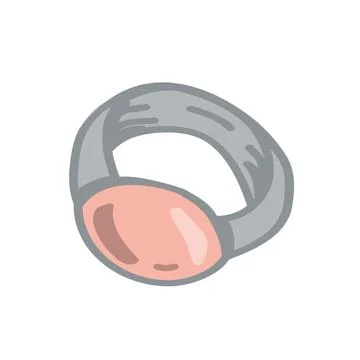 Vintage silver ring with a big ruby. Isolated vector illustration on white Stock Illustration