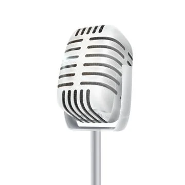 Vintage silver studio microphone. 3D realisic vector illustratio Stock Illustration