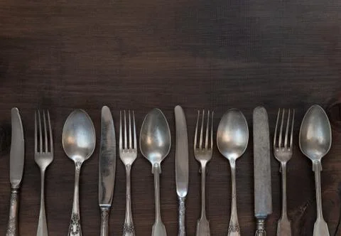 Vintage silverware Stock Photos