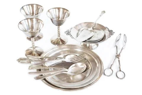 Vintage silverware Stockfoto's
