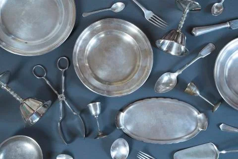 Vintage silverware 库存照片
