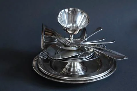 Vintage silverware 库存照片