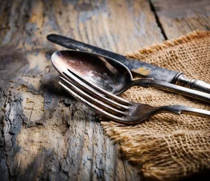 Vintage silverware Stock-Fotos
