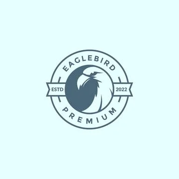 Vintage simple badge with head eagle logo design vector graphic symbol icon.. Иллюстрация