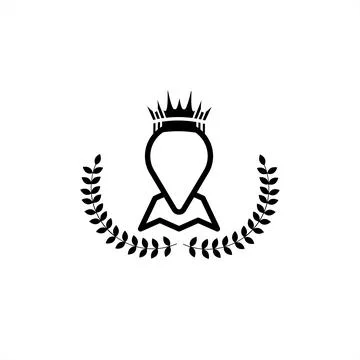 Vintage simple crown map vector logo and icon Stock Illustration