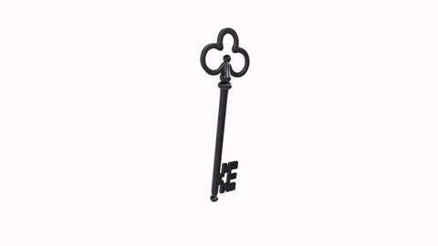 Vintage skeleton key isolated on white background 스톡 동영상 304249010