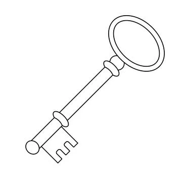 Vintage Skeleton Key Outline Vector Illustration Stock Illustration