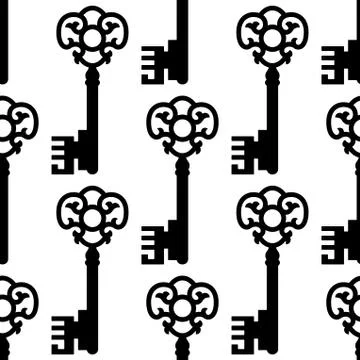 Vintage skeleton key seamless pattern Stock Illustration