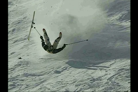 Vintage Ski Crash 스톡 동영상 255542753