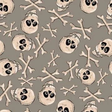Vintage Skulls pattern. Template for your wallpaper, t-shirt, brand, apparel Stock Illustration
