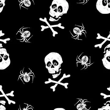 Vintage Skulls pattern. Template for your wallpaper, t-shirt, brand, apparel Stock Illustration