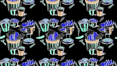Vintage snacks layout with bold colors — Vertical motion Stock Footage 307948656