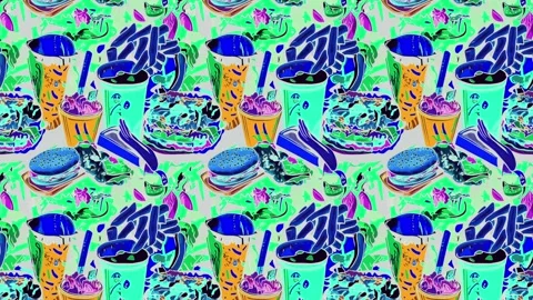 Vintage snacks layout with bold colors — Vertical motion Stock Footage 307952387