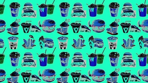 Vintage snacks layout with bold colors — Vertical motion Stock Footage 307953500