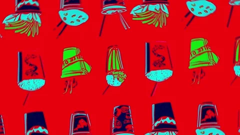 Vintage snacks layout with bold colors — Rotation motion Video stock 307954926