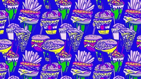 Vintage snacks layout with bold colors — Horizontal motion Video stock 307956700