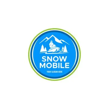 Vintage SNOW MOBILE mountain ski tree Logo design Stock Illustration