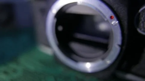 Vintage soviet 35mm camera and lens. 4K UHD Vídeo Stock 73236538