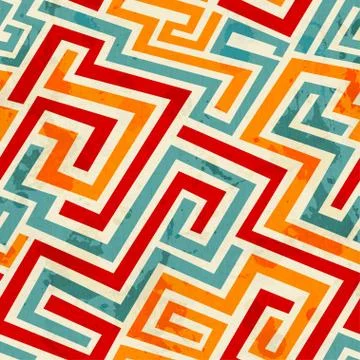 Vintage spirals seamless pattern with grunge effect Stock Illustration