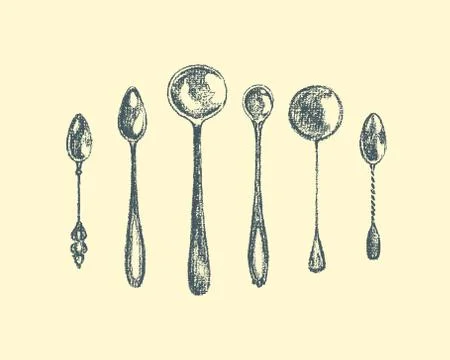 Vintage spoon set Stock Illustration