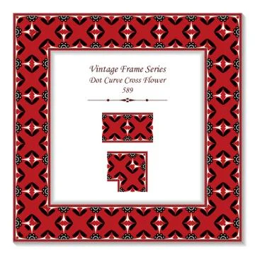 Vintage square 3D frame dot curve cross flower Illustrazione stock