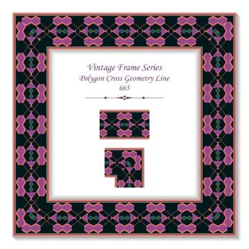 Vintage square 3D frame polygon cross geometry line Stock Illustration