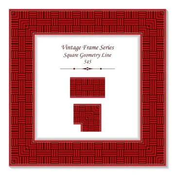 Vintage square 3D frame red square geometry cross line 스톡 일러스트