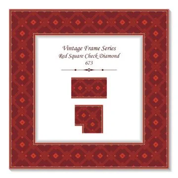 Vintage square 3D frame red square check diamond 스톡 일러스트