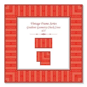 Vintage square 3D frame red gradient diamond check geometry cross Stockillustratie
