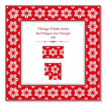 Vintage square 3D frame red polygon star geometry triangle kaleidoscope Stock Illustration