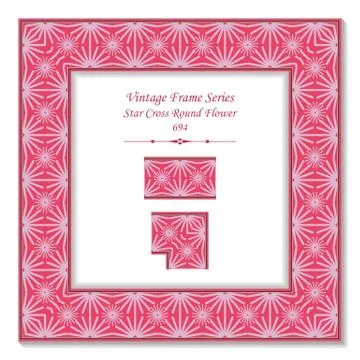 Vintage square 3D frame star cross round geometry flower 스톡 일러스트