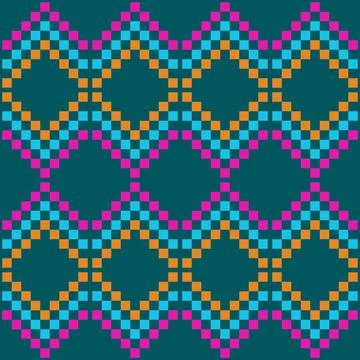 Vintage square colourful fabric pattern Stock Illustration