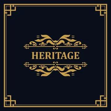 Vintage square ornament logo monogram template branding Stock Illustration